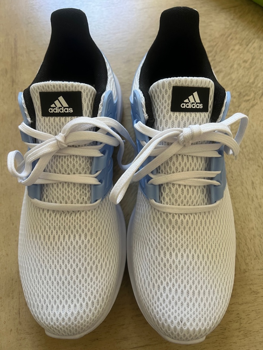 adidas White Running Sneakers with Light Blue Accents